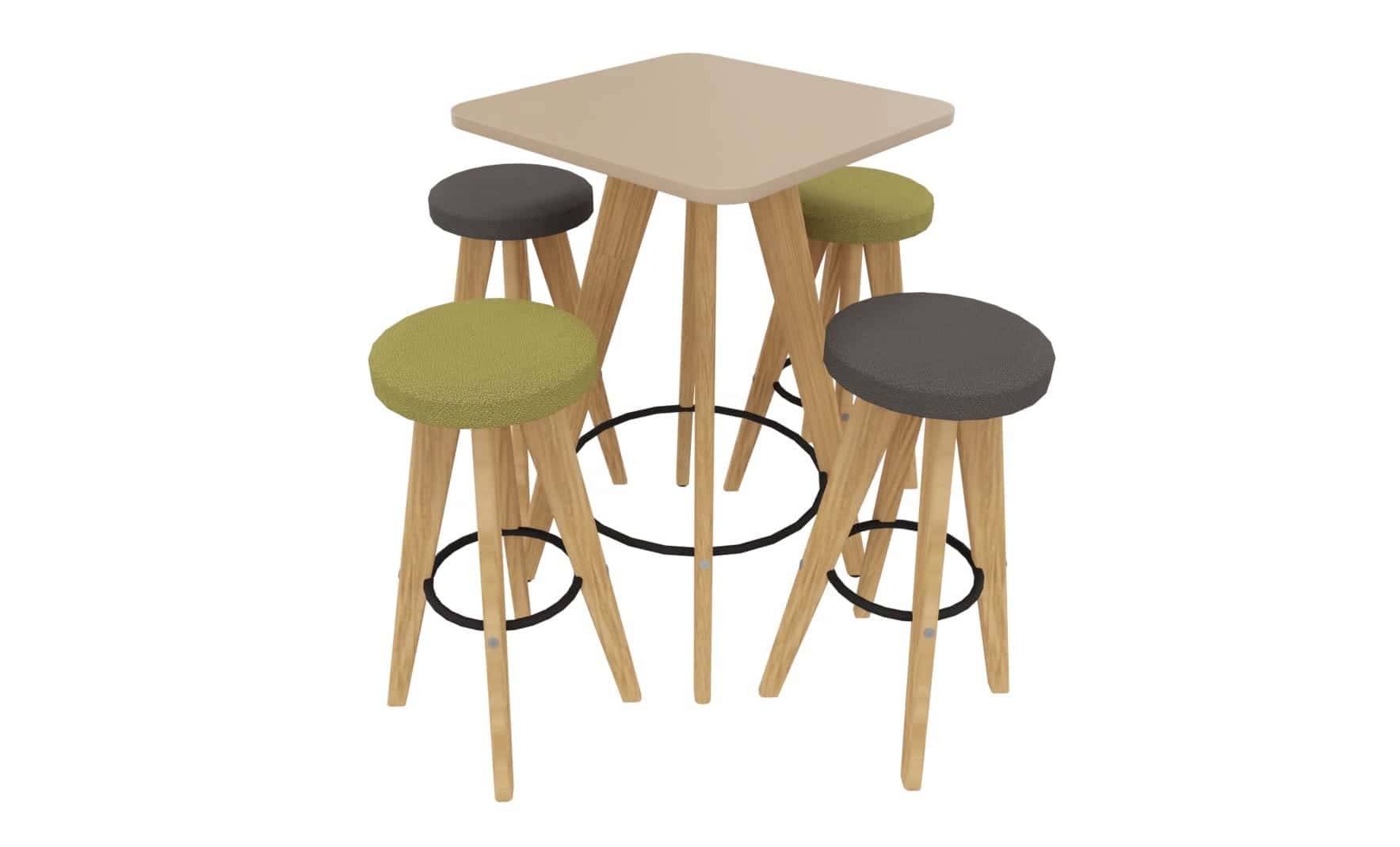Solid Oak Stools And Table